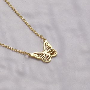 14 Gold Butterfly Necklace, Christmas Gift,Tiny Butterfly Necklace,Minimalist Butterfly Necklace,Gift for Her,Mothers day Gift,Birthday Gift