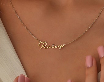 14K Gold Name Necklace , Nameplate Necklace 14k Solid Gold, Custom Name Jewelry, Gold Filled Name, Mama Necklace, Personalized Name Jewelry
