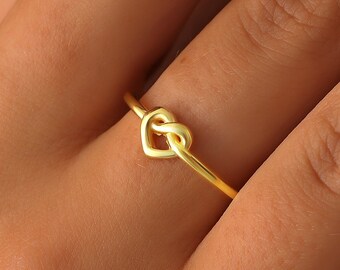 14K Dainty Love Knot Ring, Mother Daughter Ring, Knot Ring, Friendship Ring, 14k Gold Knot jewelry for women, Dainty Gold Filled Thin Ring