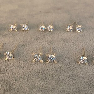 Diamond Stud Earrings Set 14K Gold Plated Sterling Silver Small Earrings Tiny Cubic Zirconia Studs Hypoallergenic Jewelry