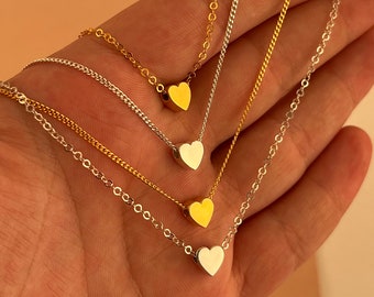 Tiny Heart Necklace , Number necklace Heart Gifts, Angel number Heart Necklace, Lucky Number Pendant, Silver and Gold Number Heart necklace