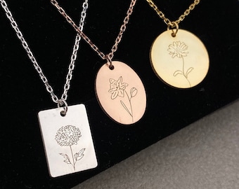 Gifts for Mom - Combined Birth Flower Necklace - Personalized Bouquet Flower Necklace - Birthflower Necklace - Custom Mothers Day Gift