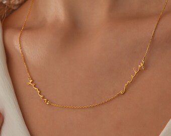 Name Halskette Gold, Typenschild Halskette 14k Gold, Benutzerdefinierter Name Schmuck, Gold gefüllter Name, Mama Halskette, personalisierter Namensschmuck, Gold