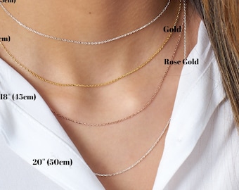 Solid 925k Sterling Silver Cable Chain, 14