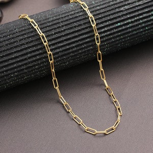 14K Gold Gliederkette , Gold Gliederkette , Paperclip Halskette , Paperclip Kette Halskette , Alltag Halskette , Gliederkette Choker