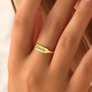 14K Gold Custom Delicate Name Ring • Custom Stacking Rings • Skinny Custom Ring • Bridesmaids Gift • Baby Name Mom Gift • MOTHERS GIFT