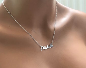 Sterling Silver Name Necklace -Personalized Name Necklace  -Personalized Necklace -Perfect Gift Silver Name Necklace - Gift For Mom Mam Mama