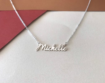 Silver Name Necklace Etsy