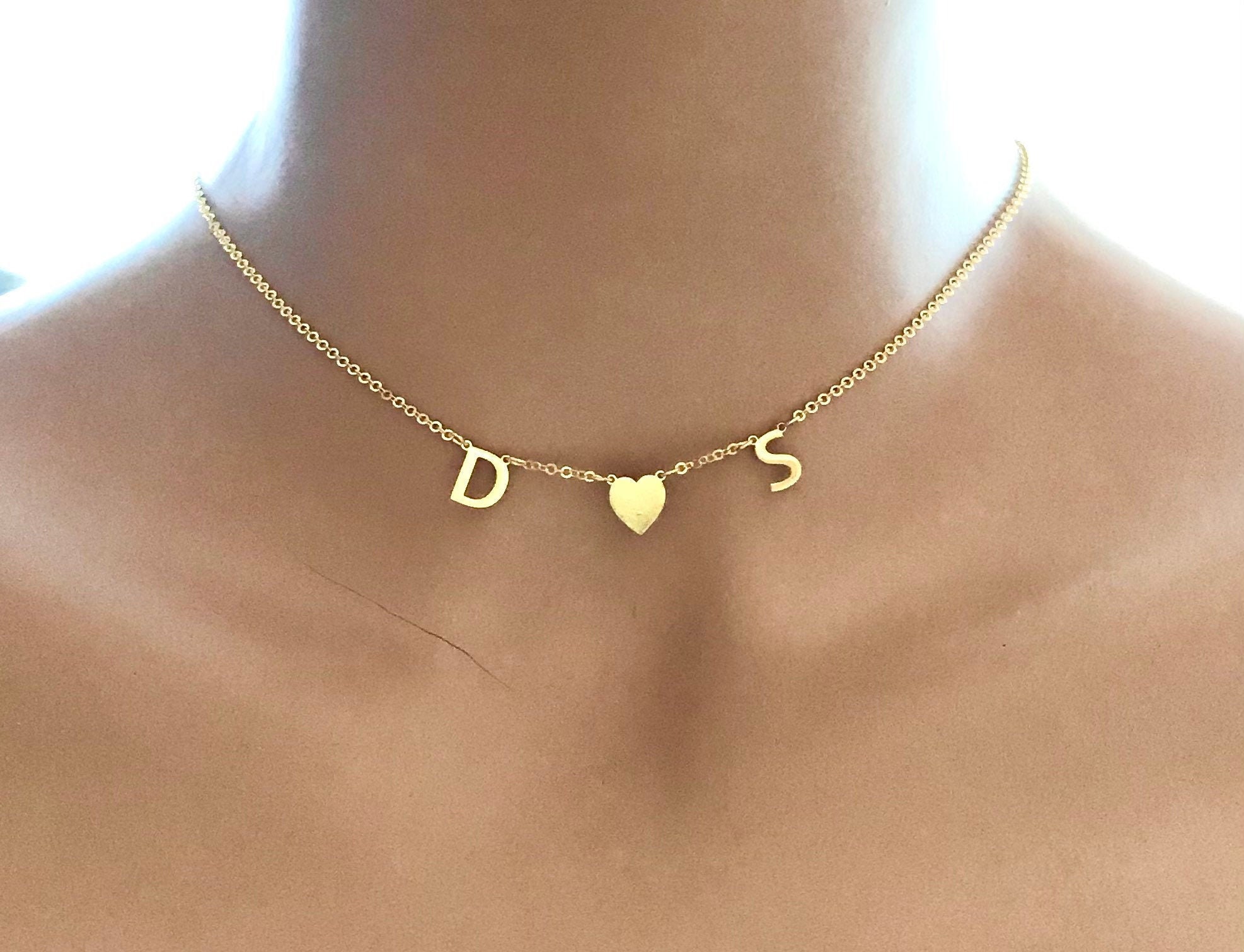 Gold Custom Letter Necklace Initial Necklace Custom Etsy