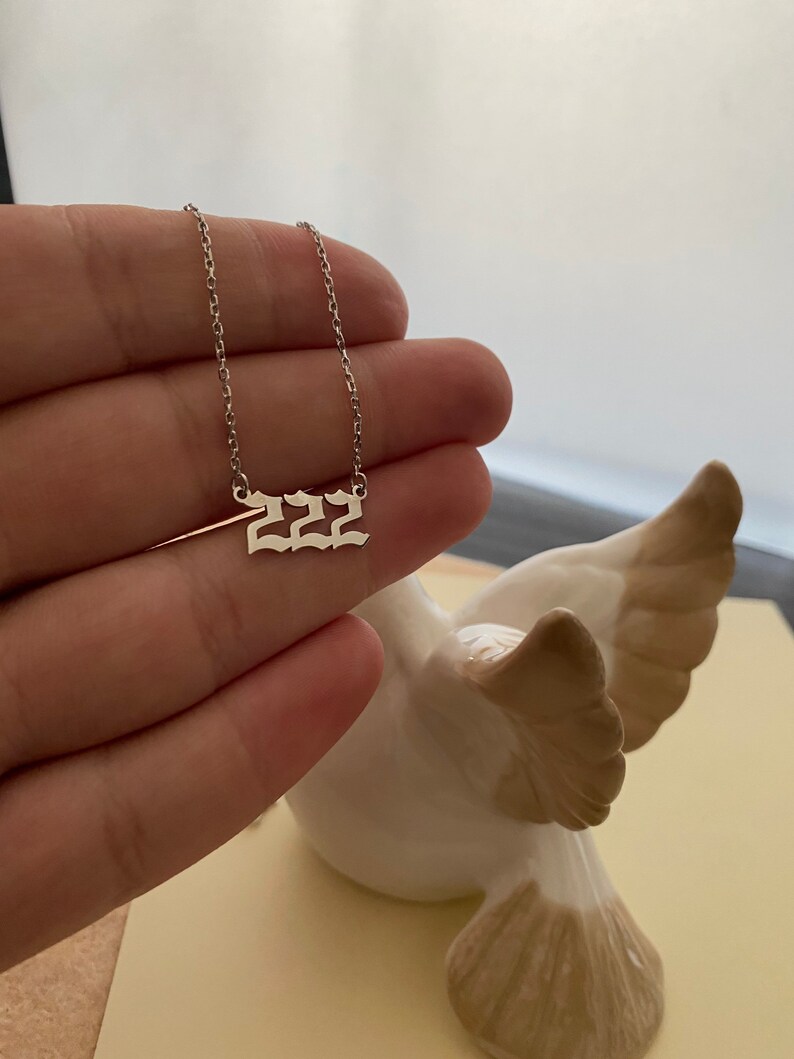 14k Solid Gold Angel Number Necklace , 000,111,222,333,444,555,666,777,888,999 , 888 Solid Gold Necklace , Solid Gold Angel Necklace image 10