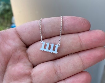 Tiny 1111 Angel Number Necklace - 888 Angel Number - 111 222 333 555 666 777 999 - 444 Angel number, 925 Sterling Silver Necklace - Solid