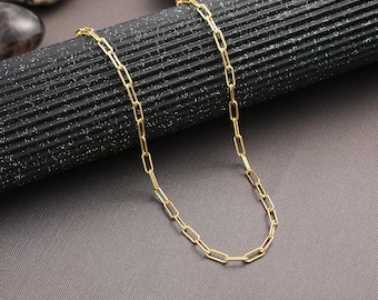 14K Gold Dainty paperclip chain necklace, Necklaces for women, chain link necklace,Gold necklace, choker, chain necklace, layering necklaces