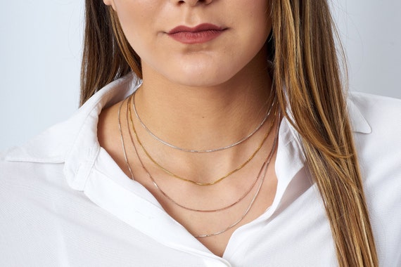 ネックレス・ペンダント TATIANA (SILVER925) Only eary Box Chain necklace 4BTR228 925 Sterling Silver, Box Chain Necklace, 14