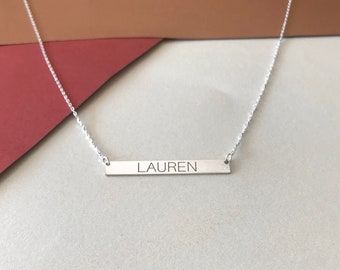 Custom Bar Necklace-Mother’s Day Present-Dainty Bar-Personalized Name Plate Necklace-Delicate Layering Necklace-Mother’s gift-Custom Bar