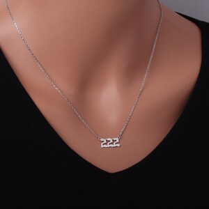 14k Solid Gold Angel Number Necklace , 000,111,222,333,444,555,666,777,888,999 , 888 Solid Gold Necklace , Solid Gold Angel Necklace image 3