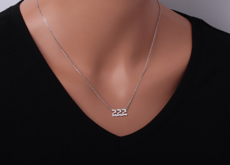 14k Solid Gold Angel Number Necklace , 000,111,222,333,444,555,666,777,888,999 , 888 Solid Gold Necklace , Solid Gold Angel Necklace image 3