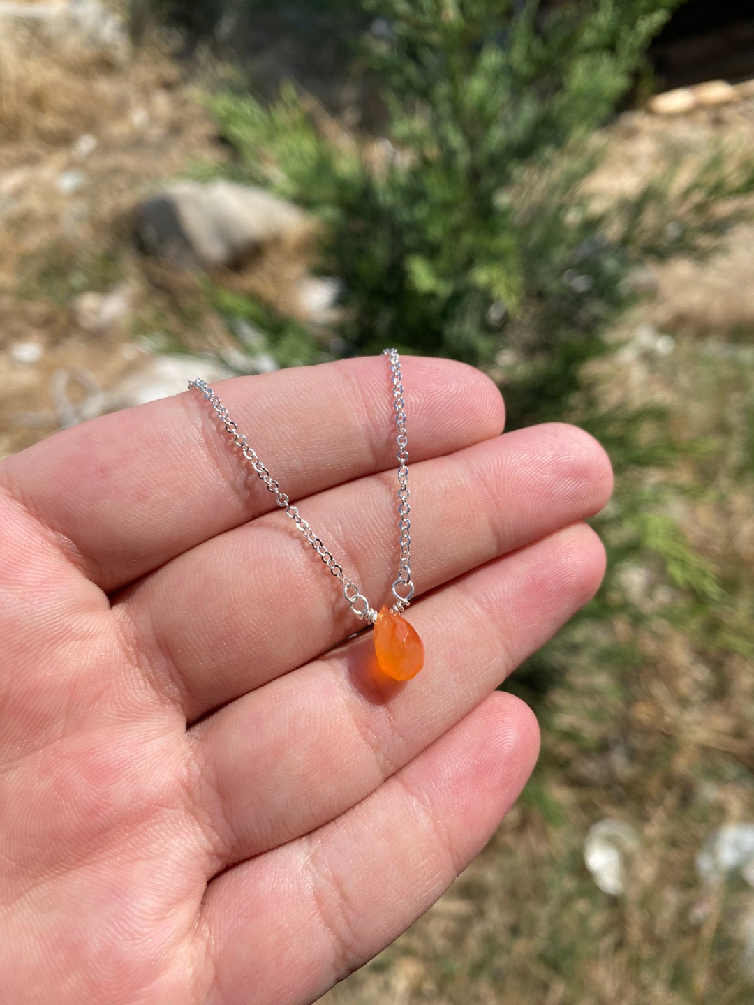 Sterling Silver Carnelian Necklace Carnelian Jewelry Carnelian Necklace