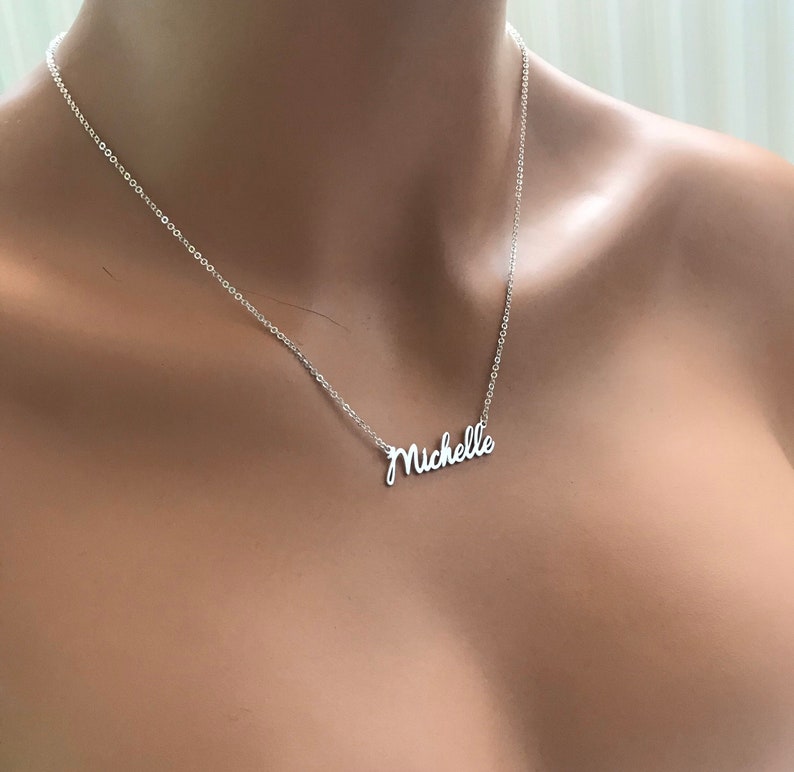 Sterling Silver Name Necklace Personalized Name Necklace Personalized Necklace Perfect Gift Silver Name Necklace Gift For Mom Mam Mama image 1