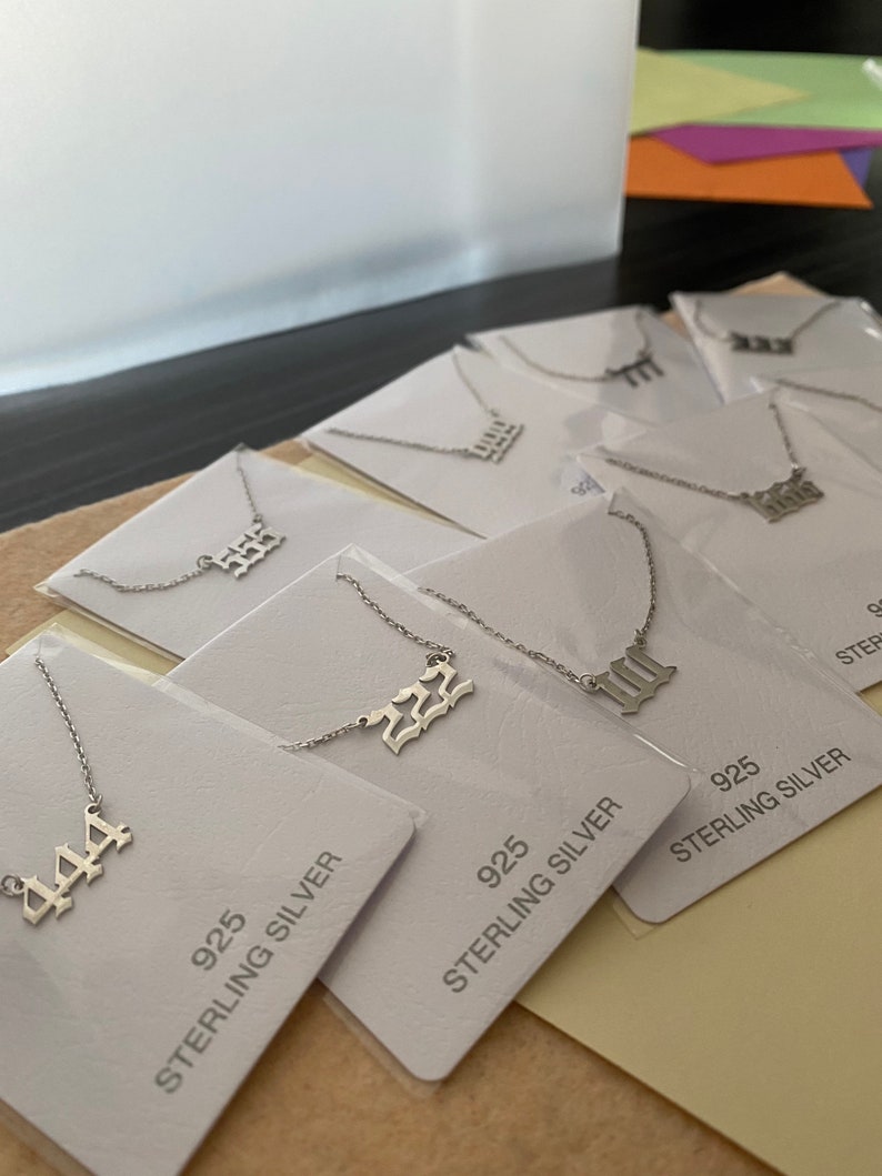 14k Solid Gold Angel Number Necklace , 000,111,222,333,444,555,666,777,888,999 , 888 Solid Gold Necklace , Solid Gold Angel Necklace image 9