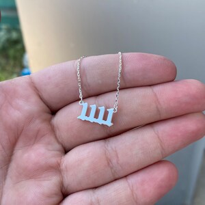14k Solid Gold Angel Number Necklace , 000,111,222,333,444,555,666,777,888,999 , 888 Solid Gold Necklace , Solid Gold Angel Necklace image 6