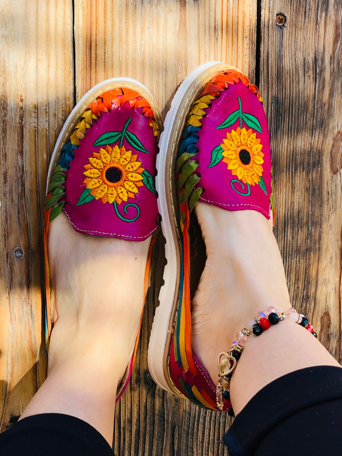 huaraches with sunflower