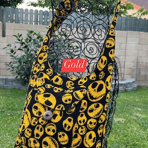 Handcrafted Jack Skellington Crossbody Bag: Bohemian Hippie Hobo Purse