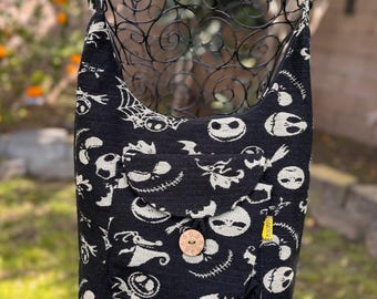 Jack Skellington Shoulder bag crossbody bag,artesian bag/purse Bohemian hand bag, bolsa hippie hobo crossbody artesanal.