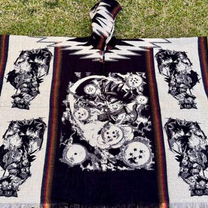 Alpaca Wool poncho, unisex One size very soft and warm exclusive design Japanese anime