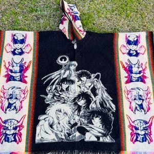 Alpaca Wool poncho, unisex One size very soft and warm exclusive design Japanese anime