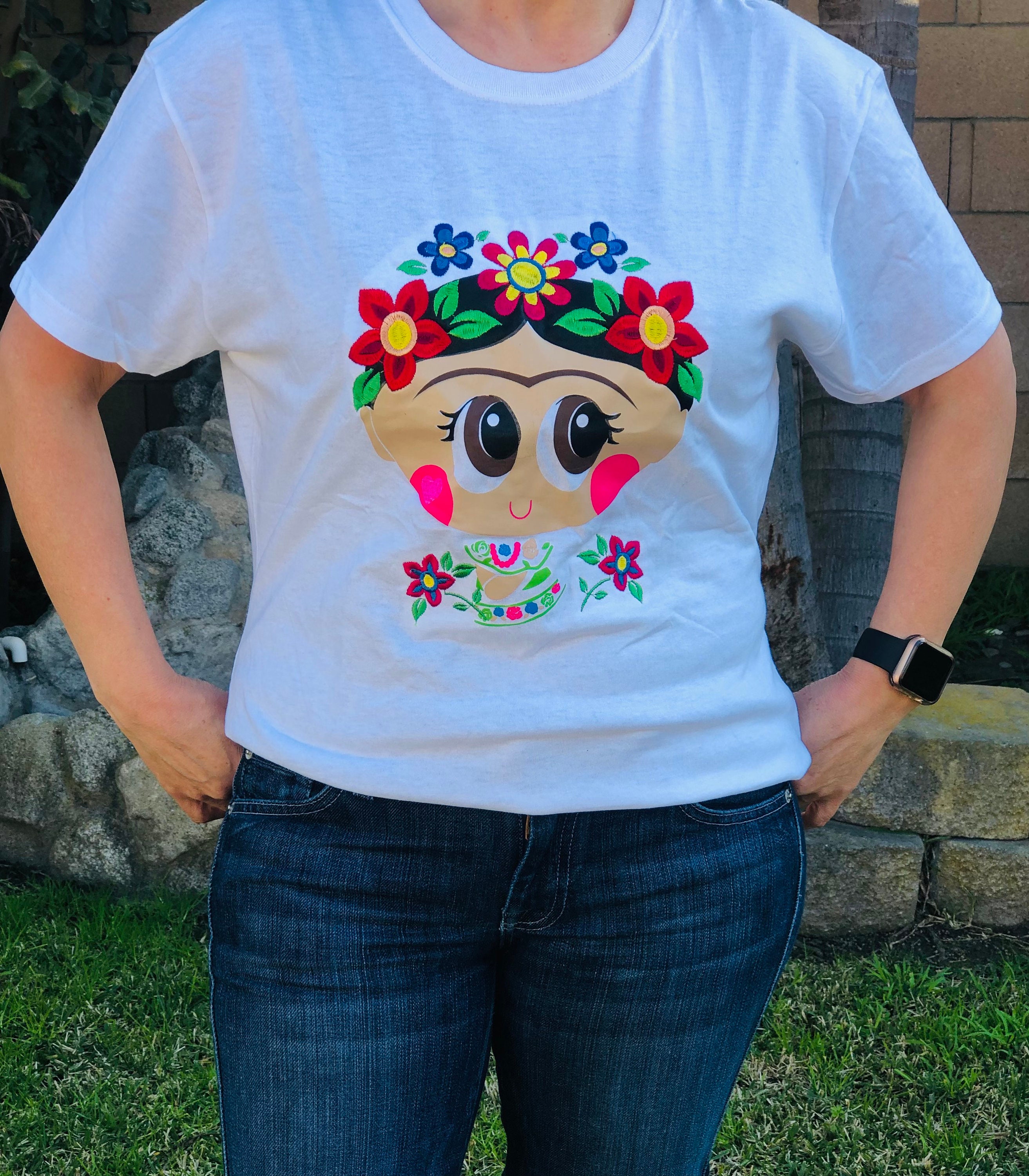 Mexican Doll María Mexican Embroidered T-shirt With Mexican 
