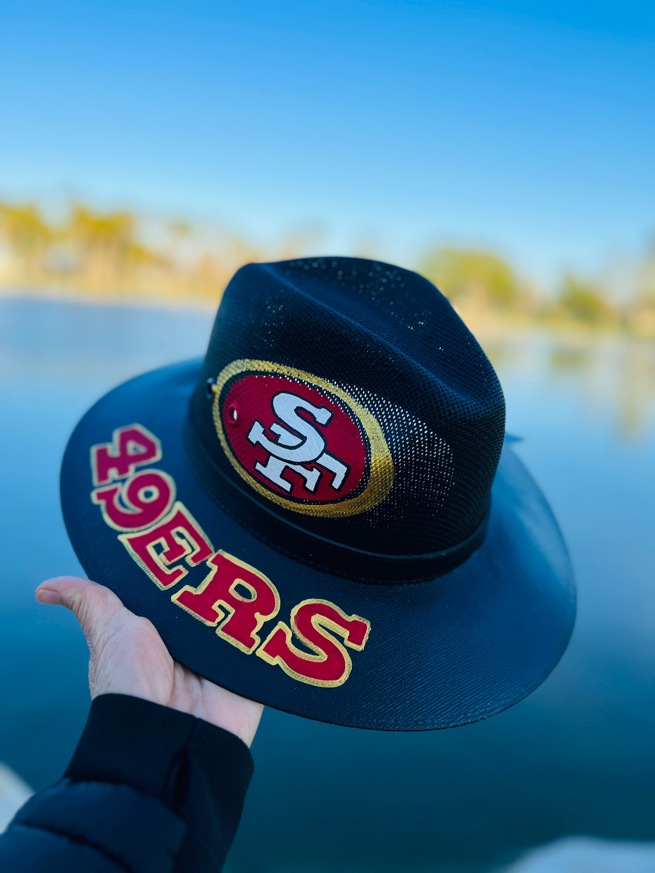 San Francisco 49ers Hand Painted Hats, Panama Style Hats Made in Mexico Unisex