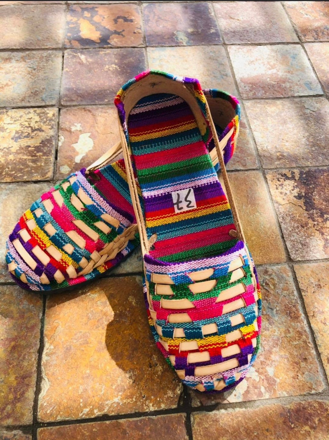 Rainbow Leather Huaraches, Mexican Boho Hippie Rainbow Color Women ...