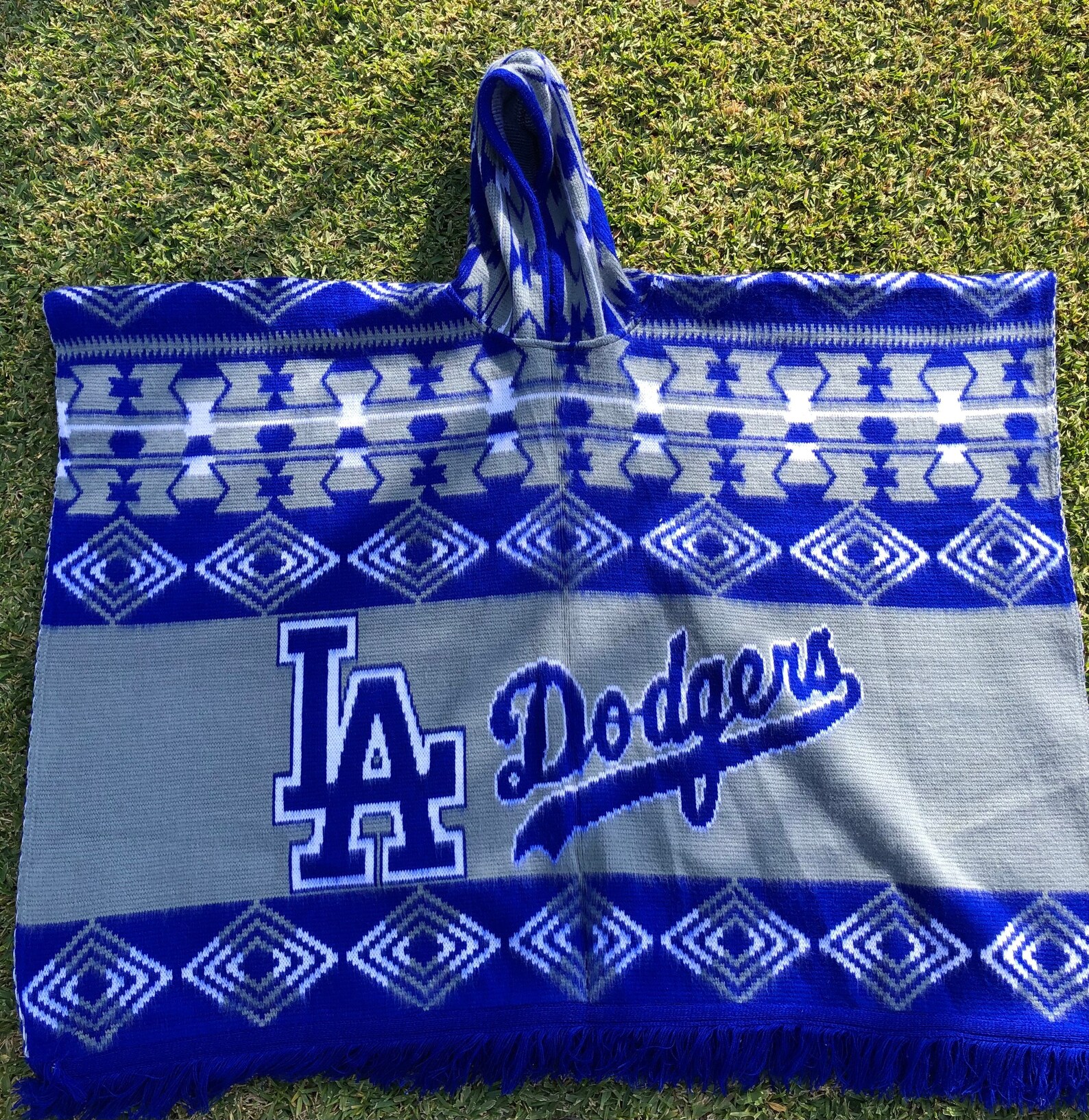 LA Dodgers Poncho Alpaca Wool hooded thick fabric very warm Etsy