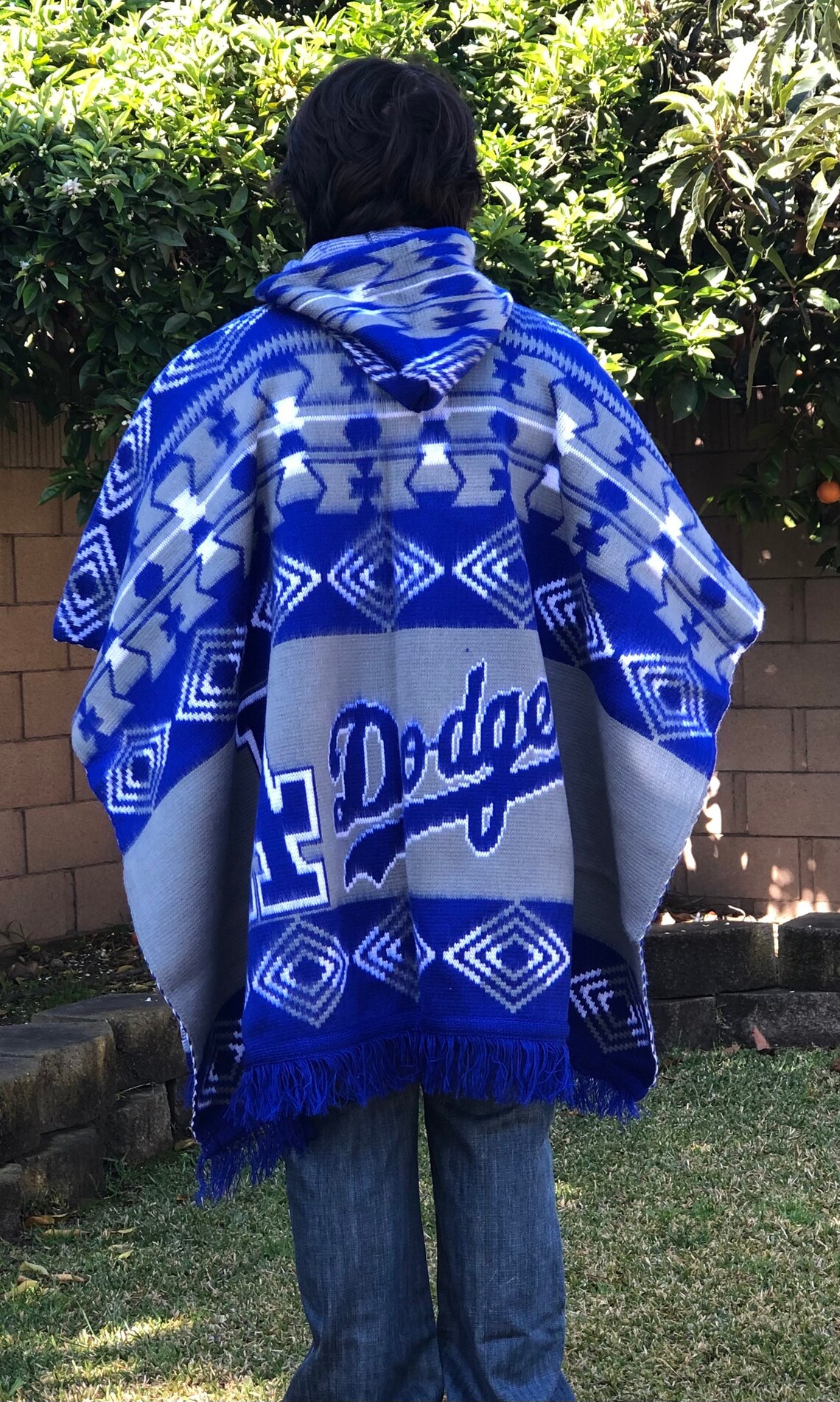 LA Dodgers Poncho Alpaca Lana con capucha tela gruesa muy Etsy