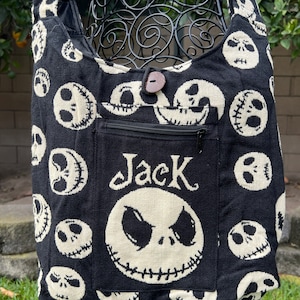 Jack Skellington Crossbody Bag: Handcrafted Bohemian Hobo Purse