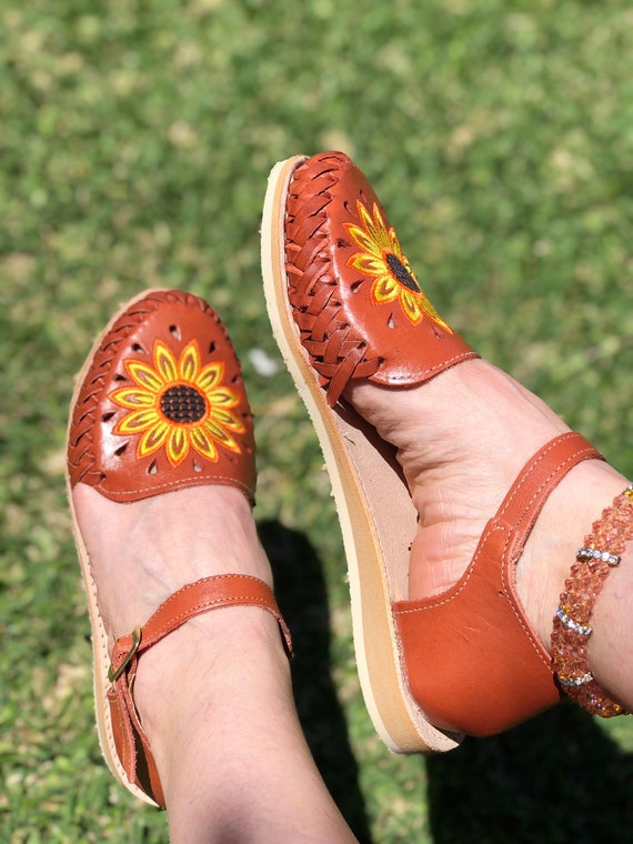 Huaraches mexicanos de cuero sandalias mexicanas para mujer | Etsy España