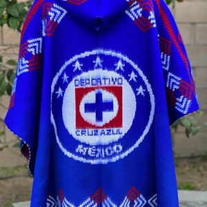 Cruz Azul Alpaca Wool Poncho Soccer Team Unisex.