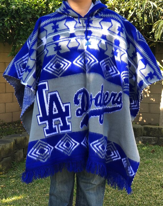 LA Dodgers Poncho Alpaca Wool Hooded 