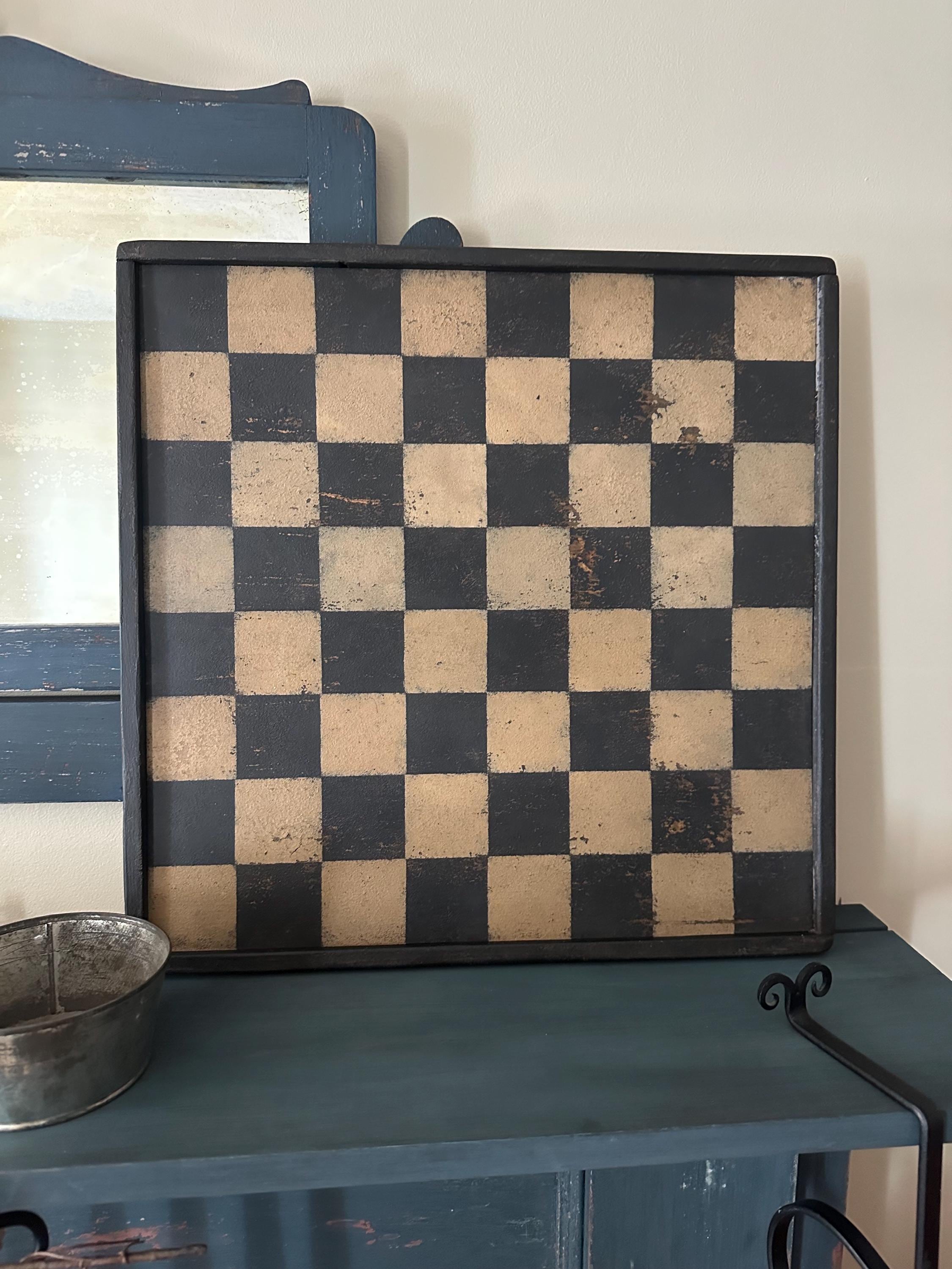 Sama Cannes navy blue rim  blue & black checkerboard arms. preowned. Rustic Large Sized, Marble Navy Blue and White, Shwayder  main image 3