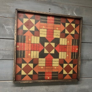 Primitive Ohio Star Parcheesi Game Board