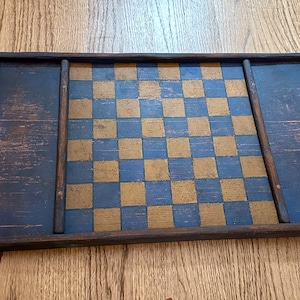 Mustard and Blue Checkerboard - 12” by 21”