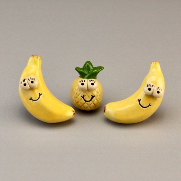 Ananas Banane Magnet Keramik Obst Deko Kleinigkeit gelb lustig Kühlschrank Geschenk Geburtstag Weihnachten AdventskalenderFrau Deutschland