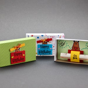 Happy Birthday Streichholzschachtel 3d KarteBär GeldGeschenk lustig KindVerpackungKind Herz Geburtstag Freundin GlückBox FrauMannDeutschland