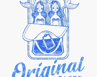 Mermaid Sardine Can SVG PNG: Retro Kitchen Coastal Art, Nautical Food, Sublimation, Cricut Files
