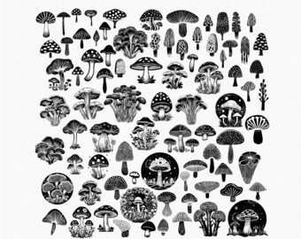 Mushroom Svg Magic Mushroom Png Clipart Mushroom Bundle 80 Fungi Svg Morel Mushroom Botanical Svg Cricut Silhouette Glowforge Cutting File