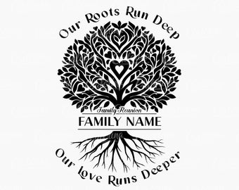 Family Reunion Tree SVG: Our Roots Run Deep PNG, Heart Design Cricut, Sublimation