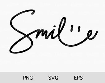 Smiley Face Svg, Happy Face Svg, Emoji Svg, Smile Sign Svg, Trendy Svg, Cut File, Inspirational Clipart, Word "Smile", Happy Face Eyes