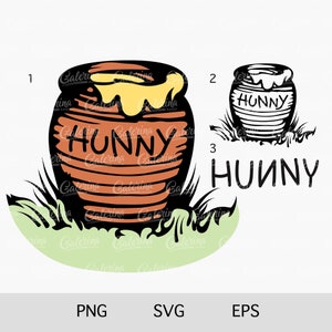 Winnie the Pooh Hunny Pot SVG, Hunny Svg, Honey Svg, Hunny Clipart, Winnie the Pooh Svg, Sublimation Png, Cut files for Cricut