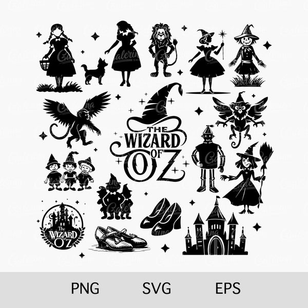 The Wizard of Oz Svg, Magic Wizard Svg, Png, Bundle of 15+ Cricut, Silhouette Cutting file, Fairy Tale Clipart, The Wonderful Wizard of Oz