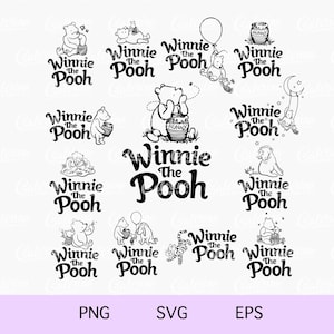 Winnie The Pooh SVG PNG Sign Pooh Baby Shower Classic Pooh Bundle Winnie The Pooh Font Cricut Silhouette Glowforge Cutting File Sublimation